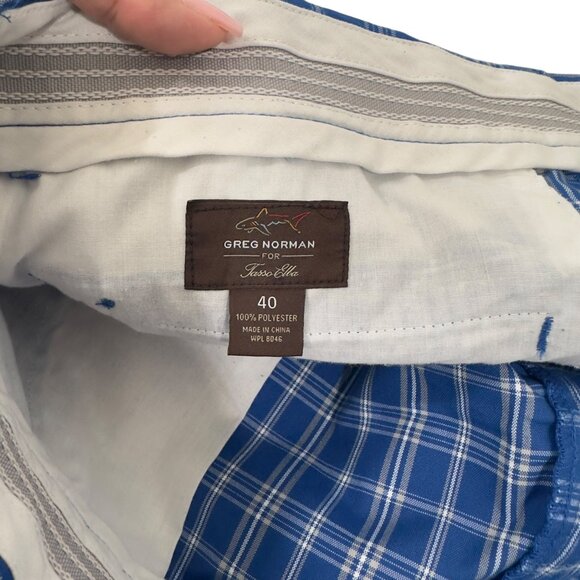 Greg Norman For Tasso Elba Mens Blue Plaid Golf Shorts Size 40 Polyester - Picture 3 of 10